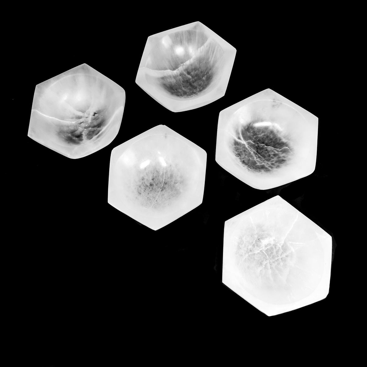 Selenite Hexagon dish, a variety of gypsum, from Morocco.