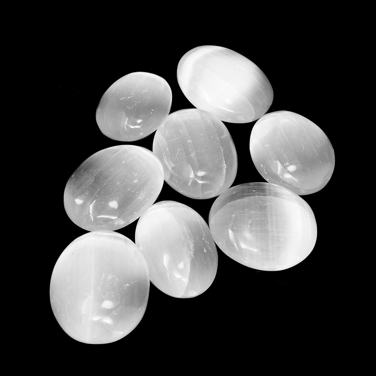 Selenite palm stone, a variety of gypsum, from Morocco.