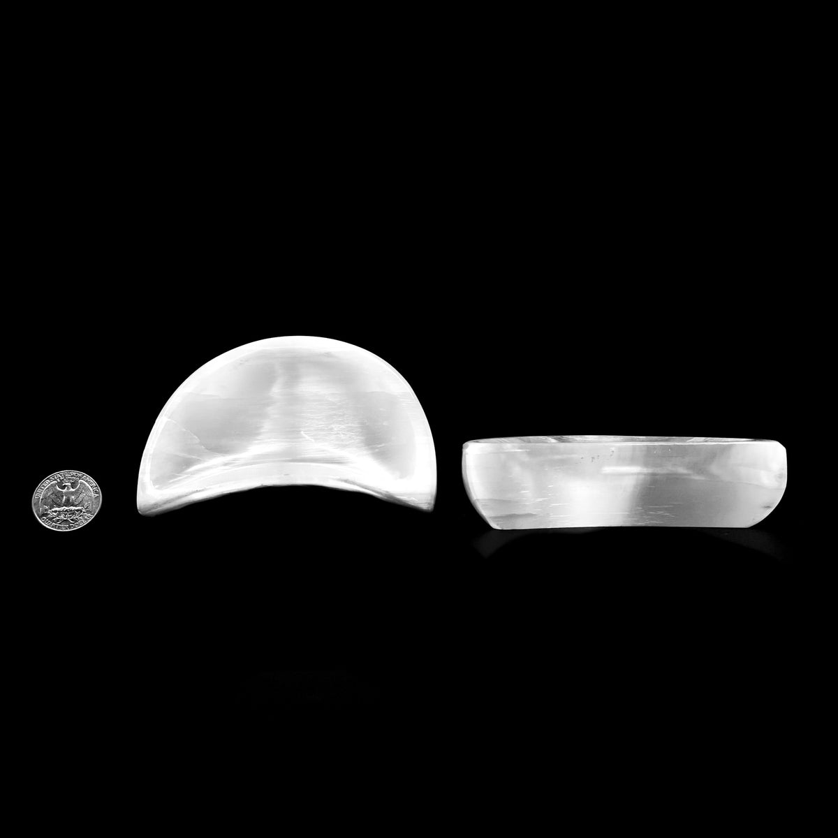 Selenite Moon dish, a variety of gypsum.