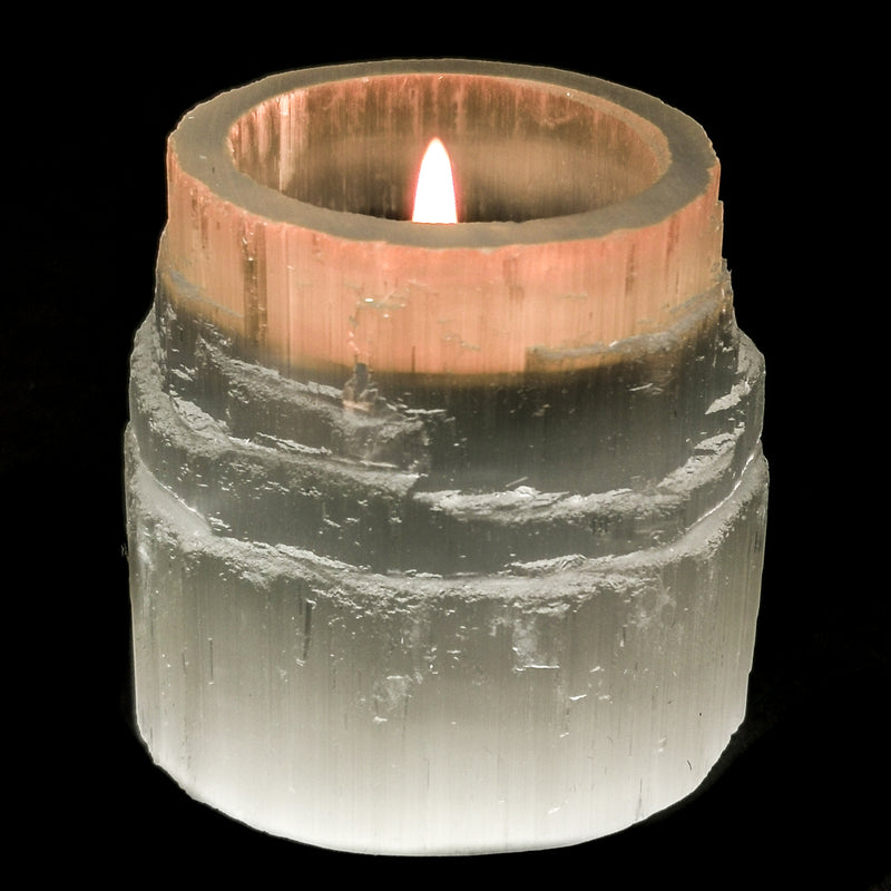 Selenite Etched - Candle Holder