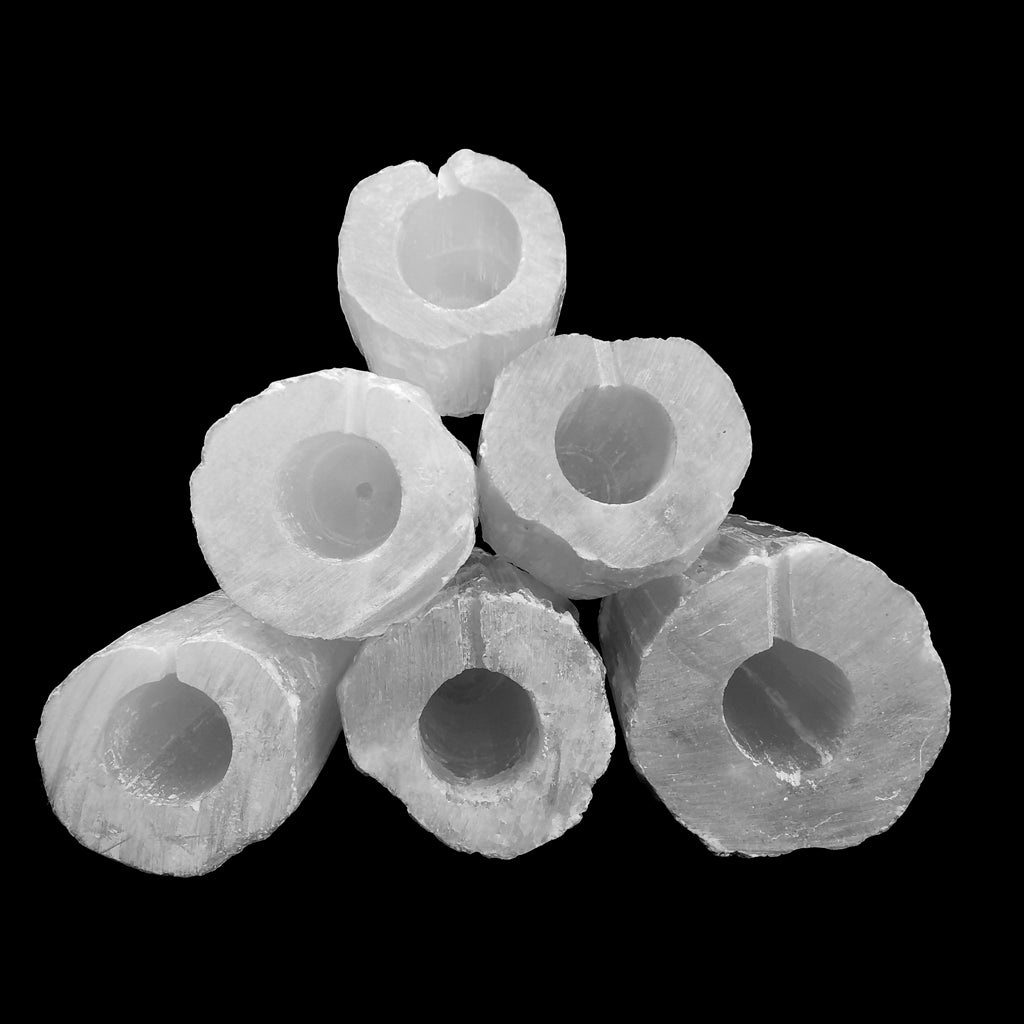 Drilled selenite tower lamp from Morocco – drilled bases