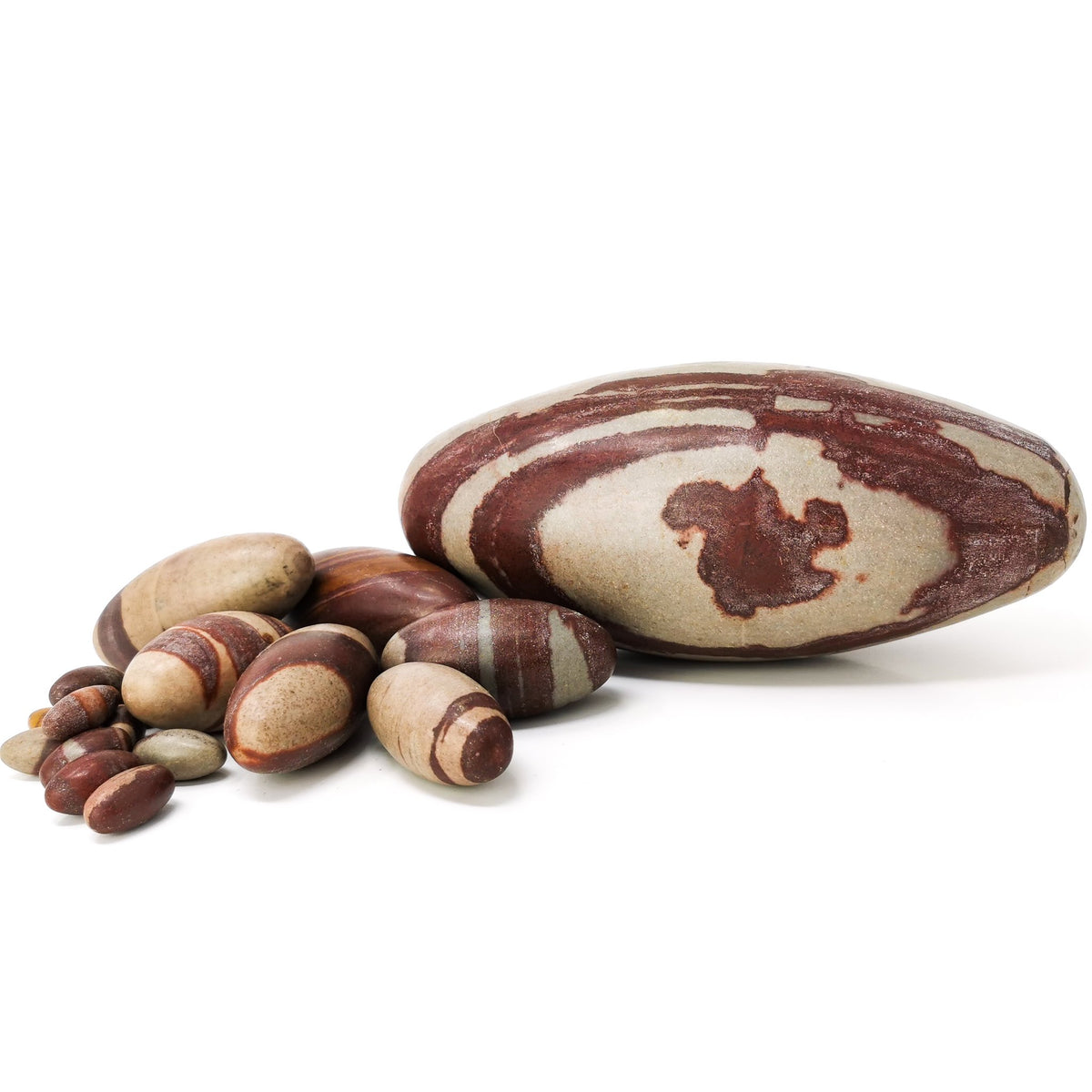 Shiva Lingam Stone palm stone from Narmada River, Onkar, India.