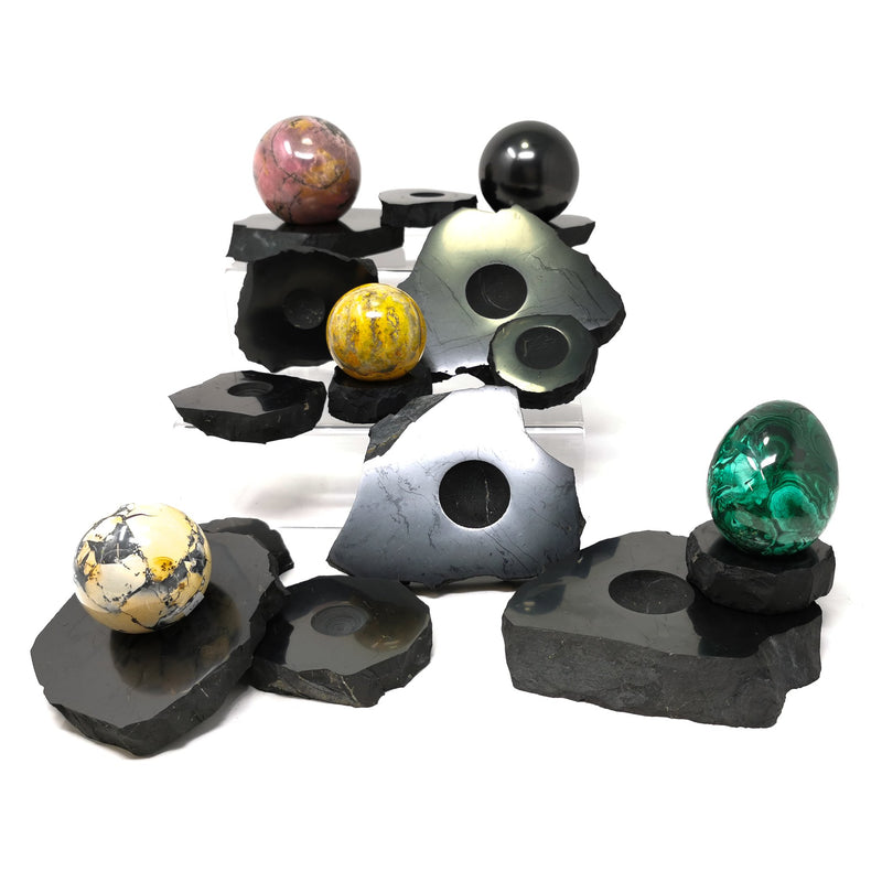 Shungite Sphere Stand - Mineral