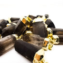 Smoky Quartz Point - Gold Plated Pendant