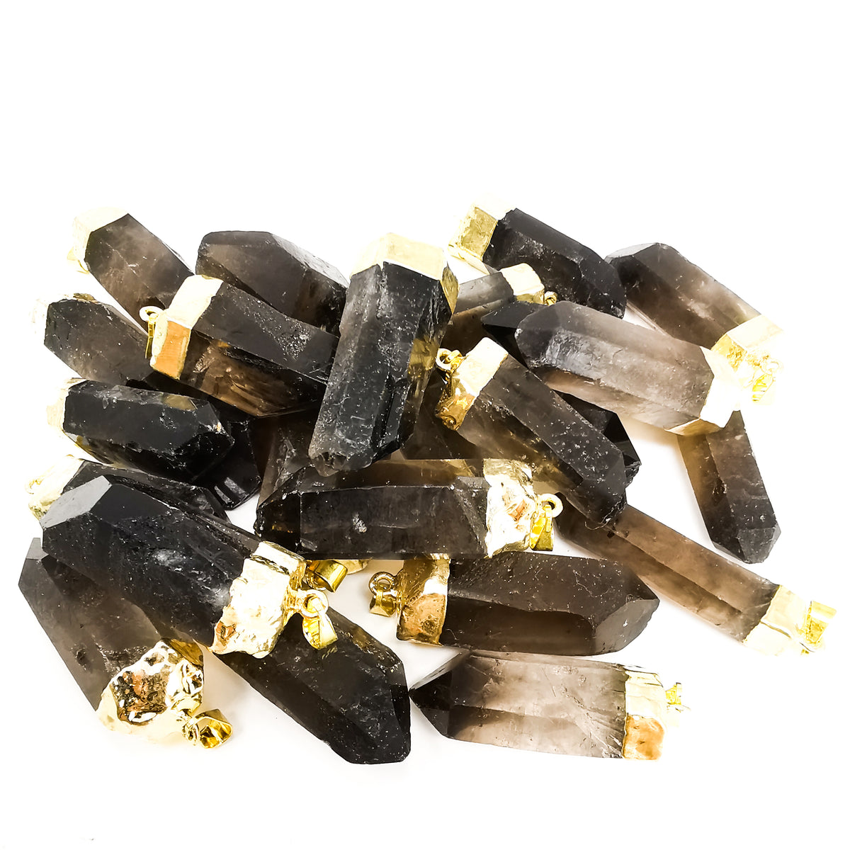 Smoky quartz point pendant – group of pendants