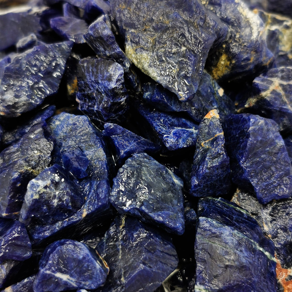 Sodalite Ontario rough, a feldspathoid, from Ontario, Canada.