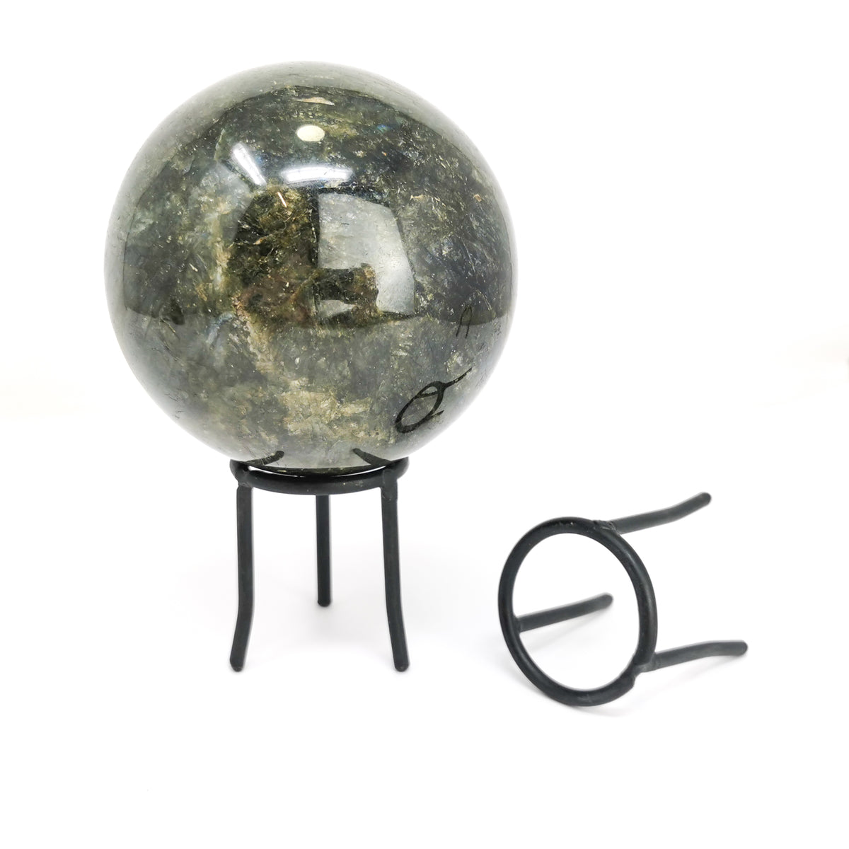Black Metal sphere stand, made of steel.