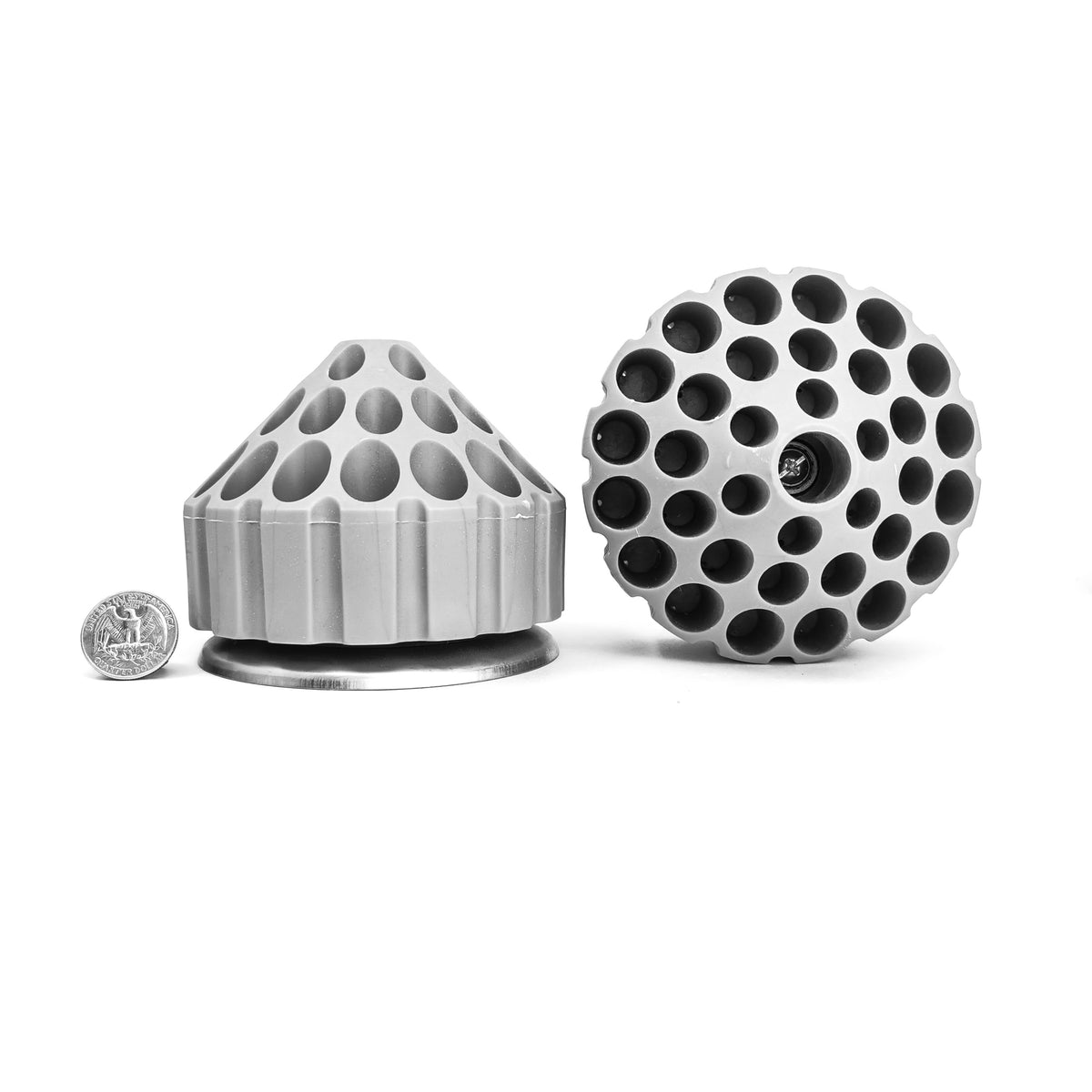 Spinning burr holder, made of plastic and metal.