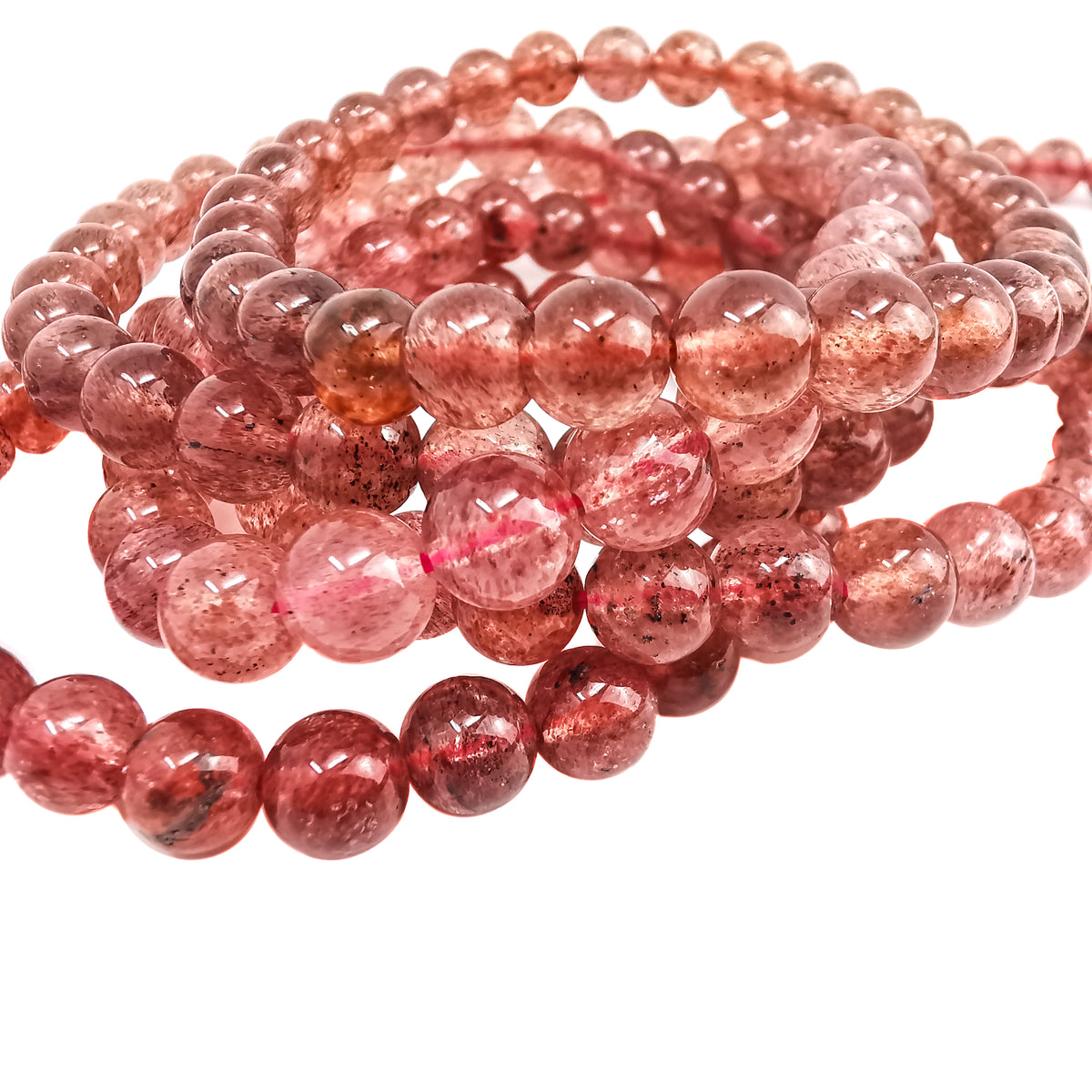 Strawberry Quartz bead bracelet.
