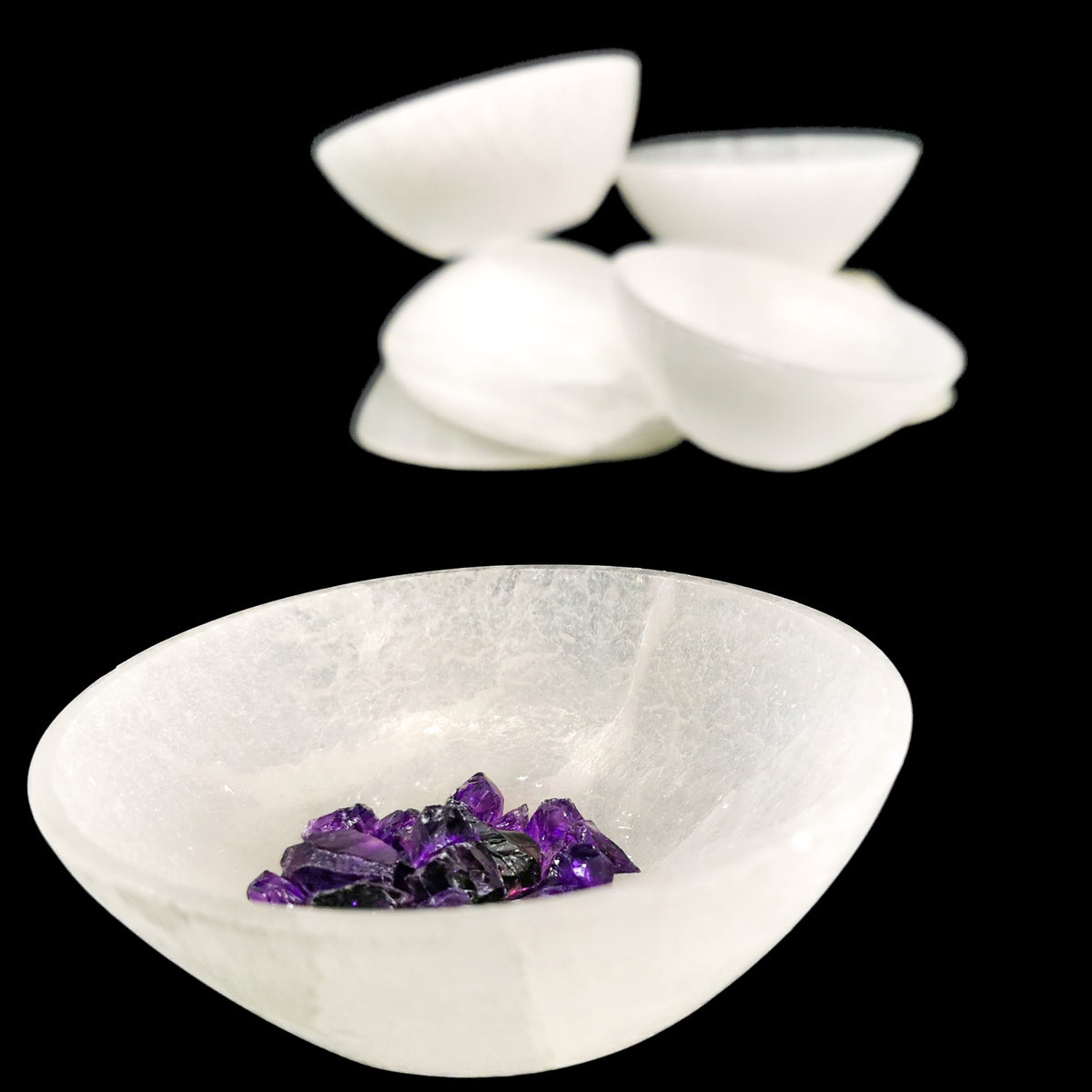 Selenite thin bowl, a variety of gypsum, from Morocco.