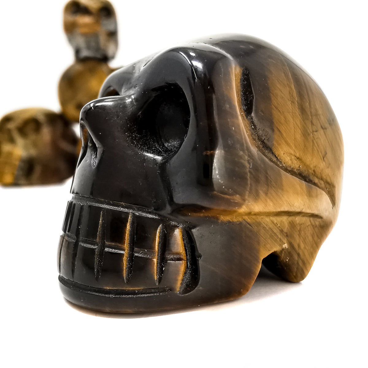 Tigers Eye skull from Griquatown West, South Africa.