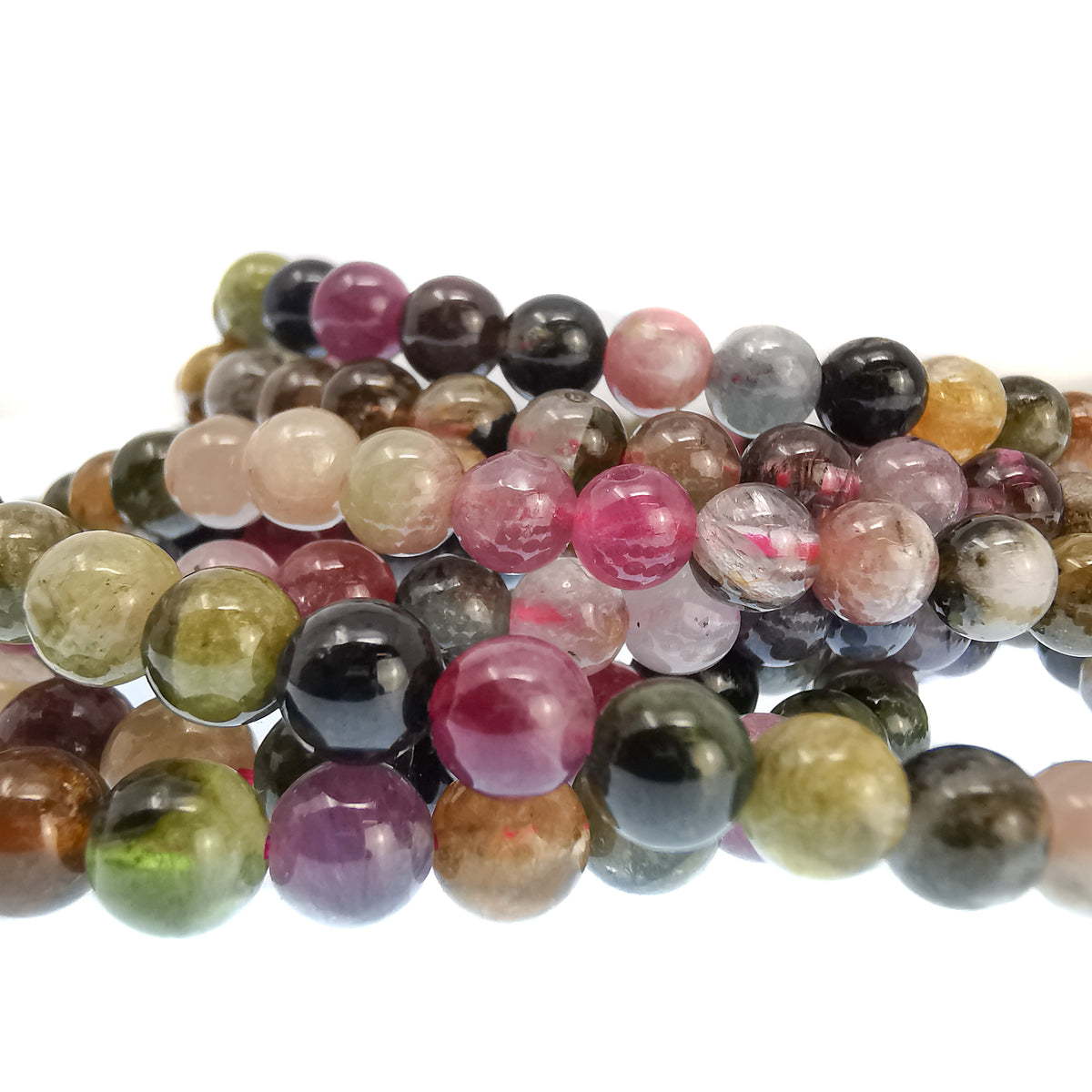 Tourmaline round bead bracelet – beads, close view