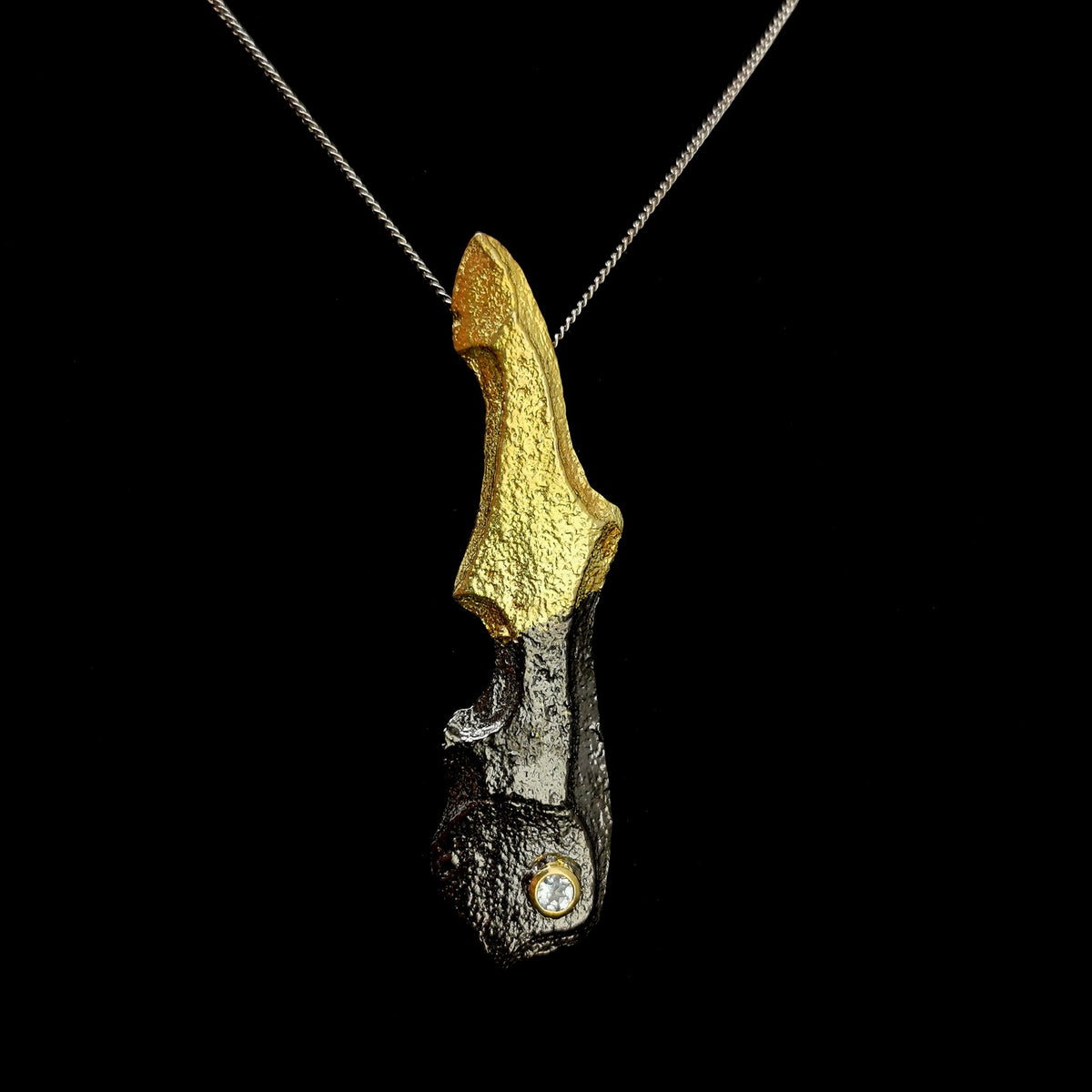 Tree Bark pendant with Chrome Diopside.
