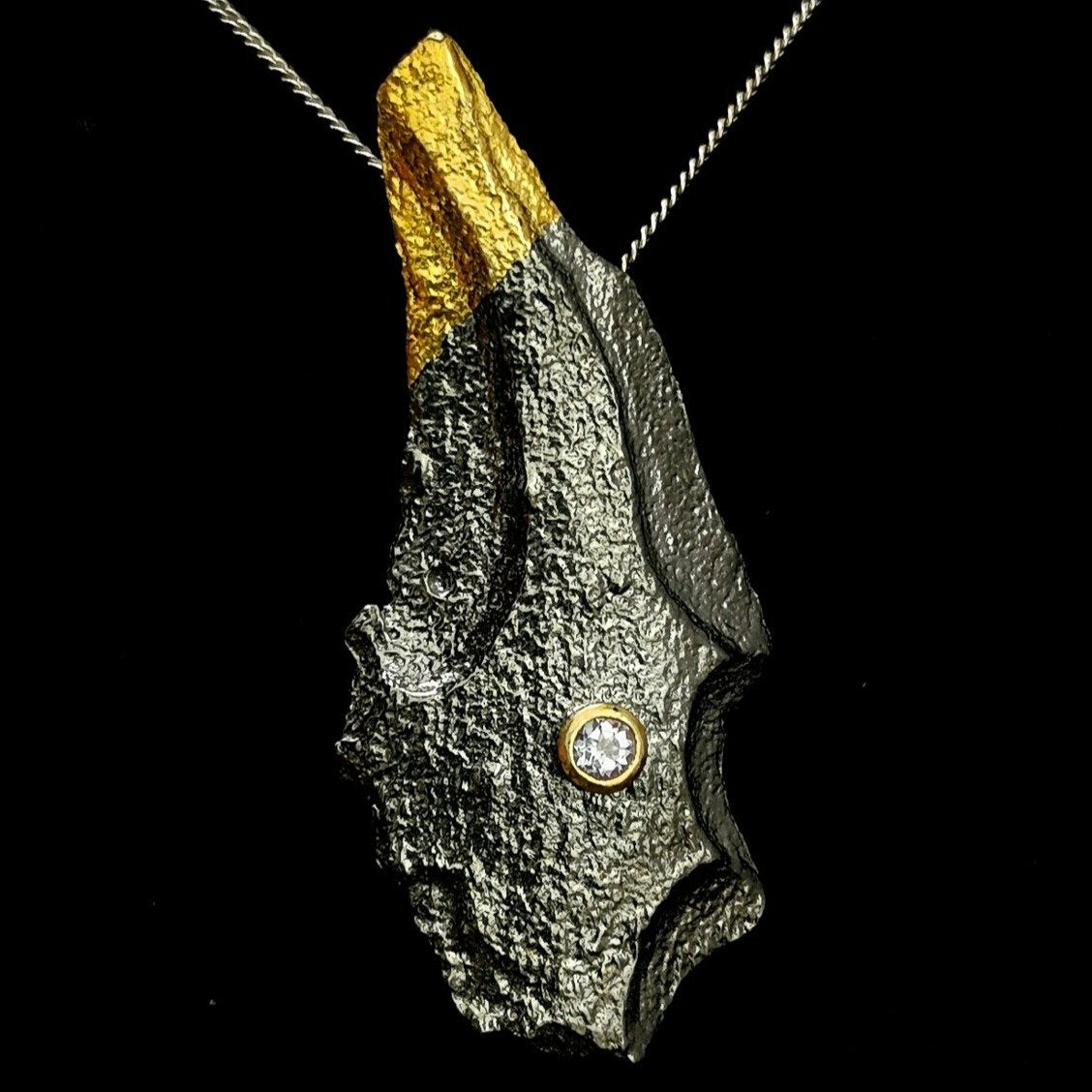 Tree Bark pendant with Sky Blue Topaz.