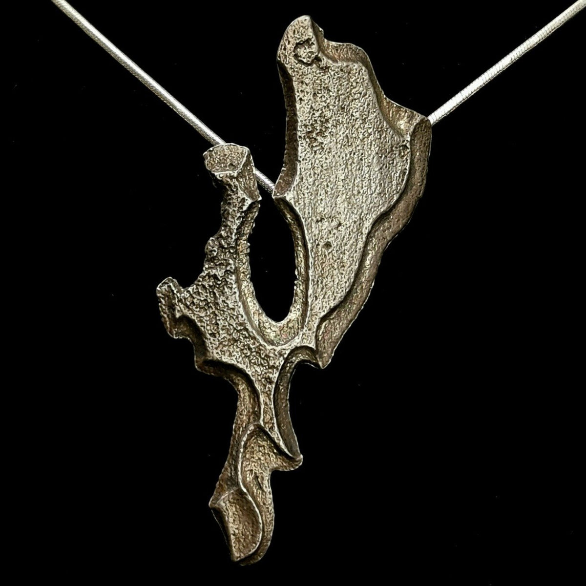 Tree Bark pendant in oxidized sterling silver.