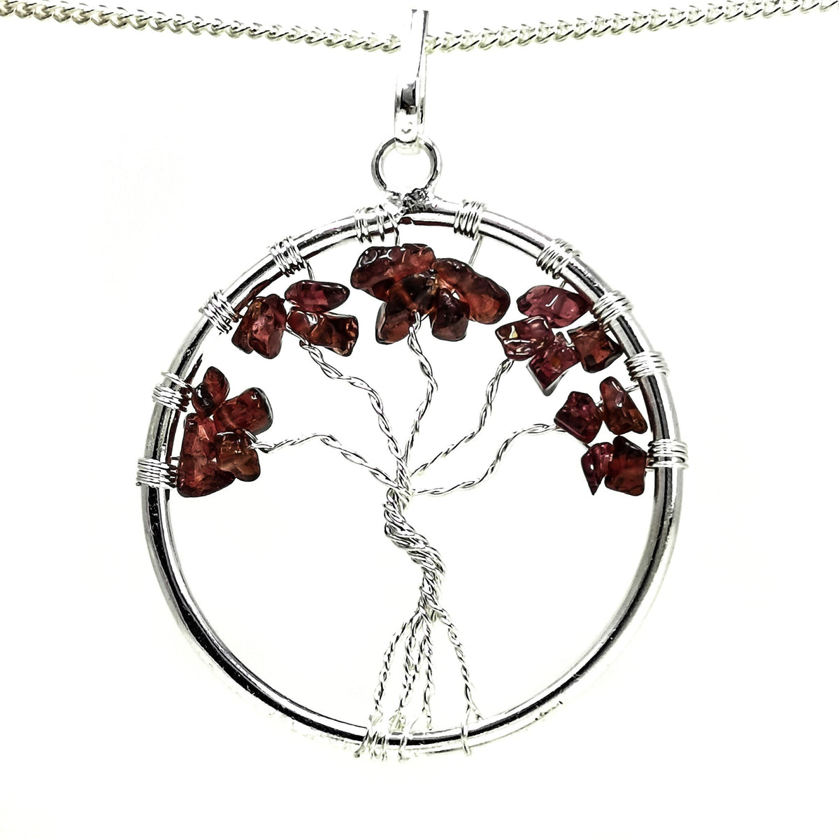 Tree of Life wire wrap pendant – gemstone chip variety 8