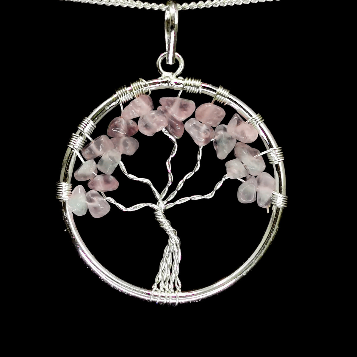Tree of Life wire wrap pendant – gemstone chip variety 16