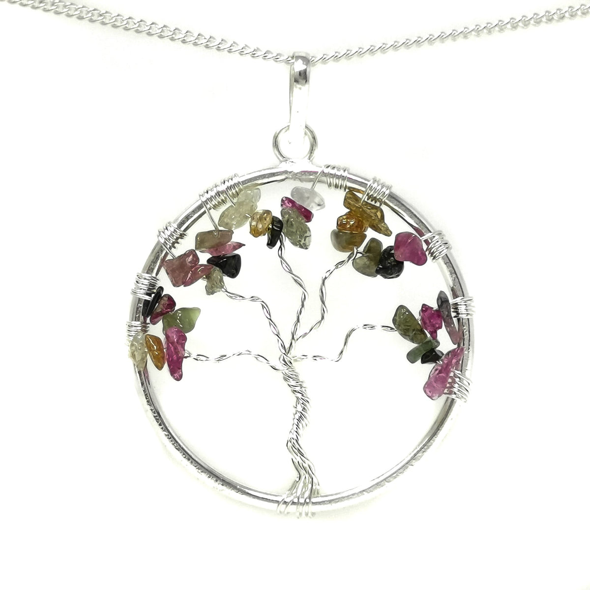 Tree of Life wire wrap pendant – gemstone chip variety 12