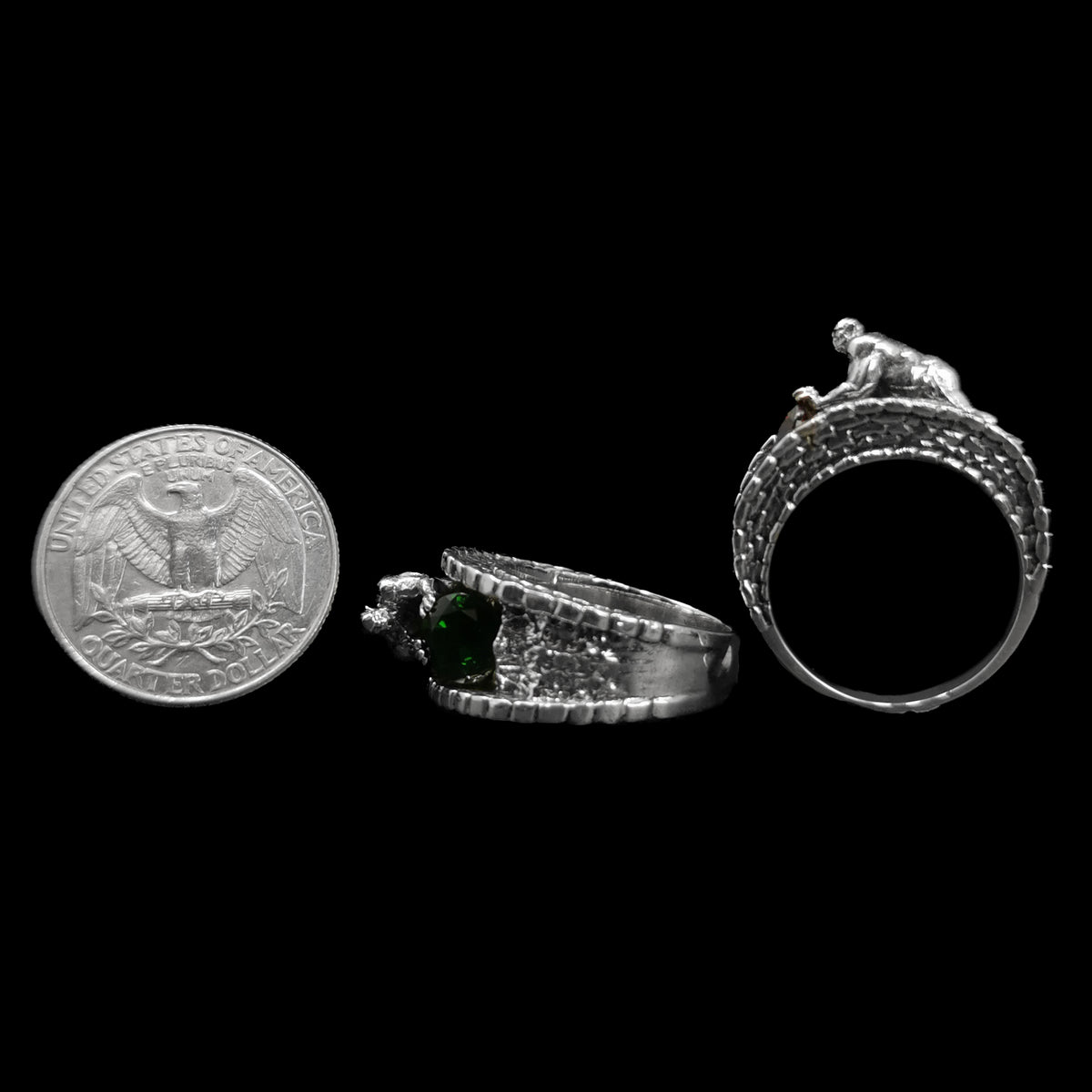 Troll Over Bridge ring in sterling silver.