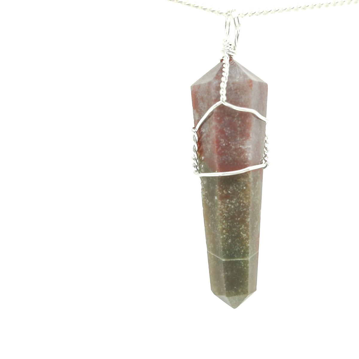 Wire wrap crystal pendant – fancy jasper