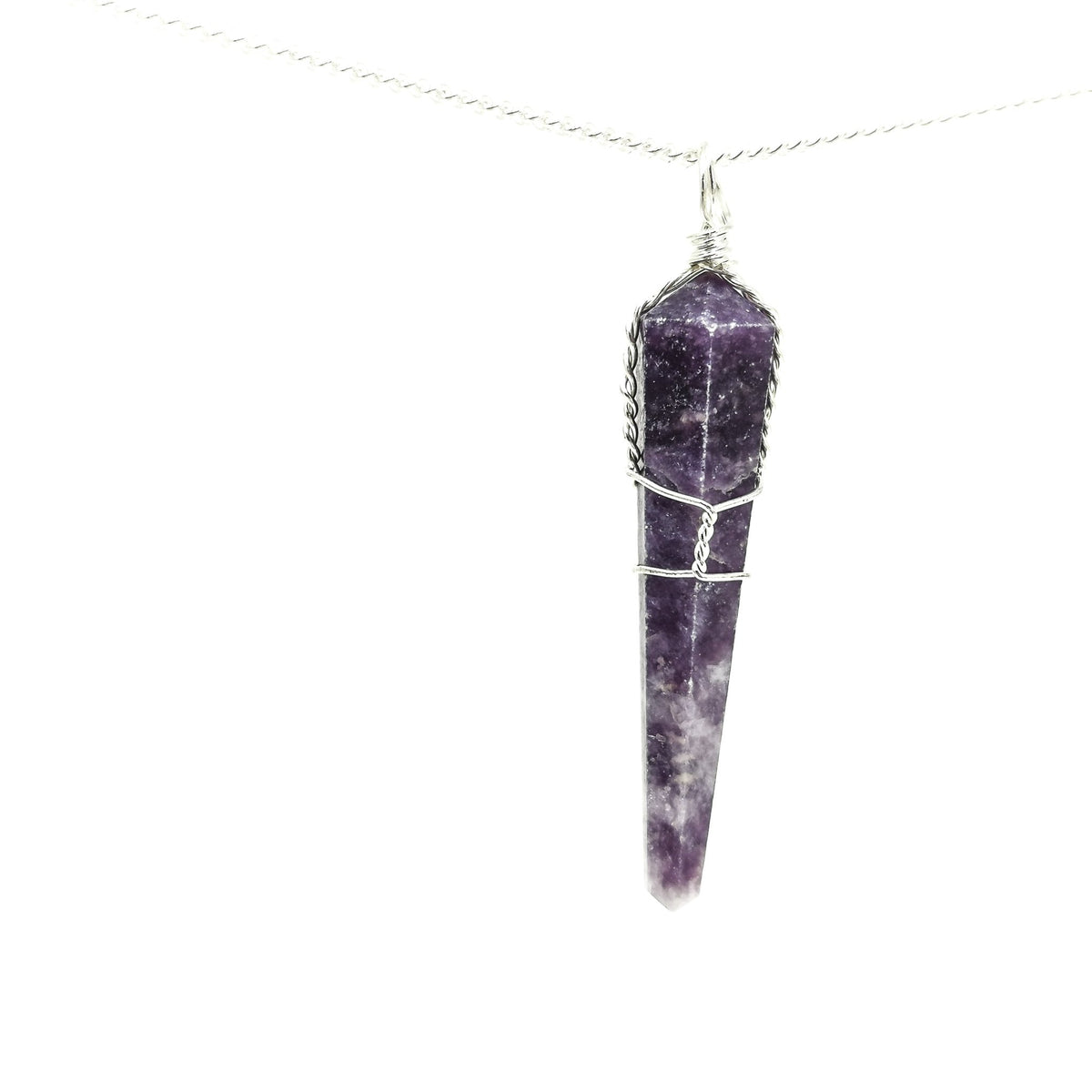 Wire wrap crystal pendant – amethyst