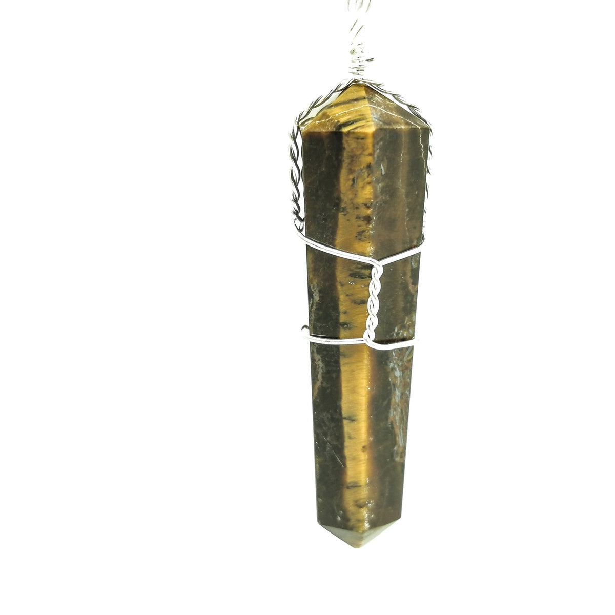 Wire wrap crystal pendant – tiger's eye