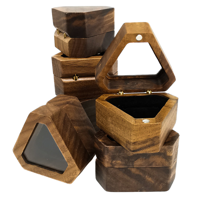 Triangular Jewelry Box Wooden Ring Box - Triangle
