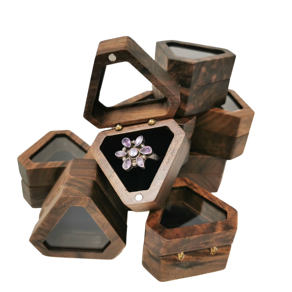 Triangular Jewelry Box Wooden Ring Box - Triangle