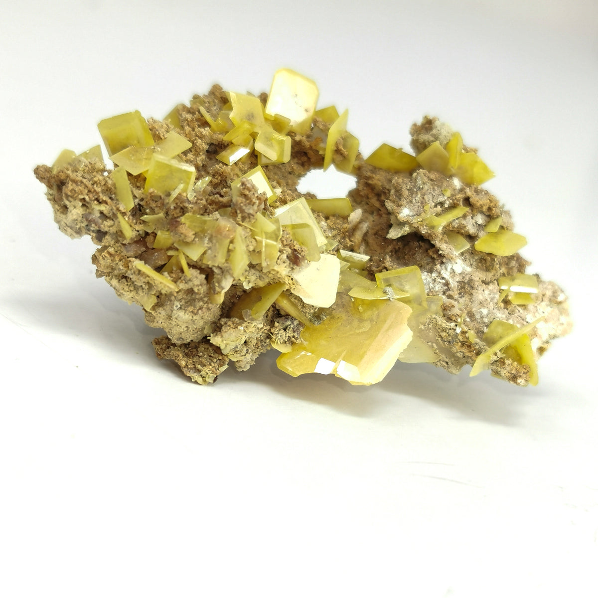 Yellow Wulfenite specimen from Touissit, Morocco.