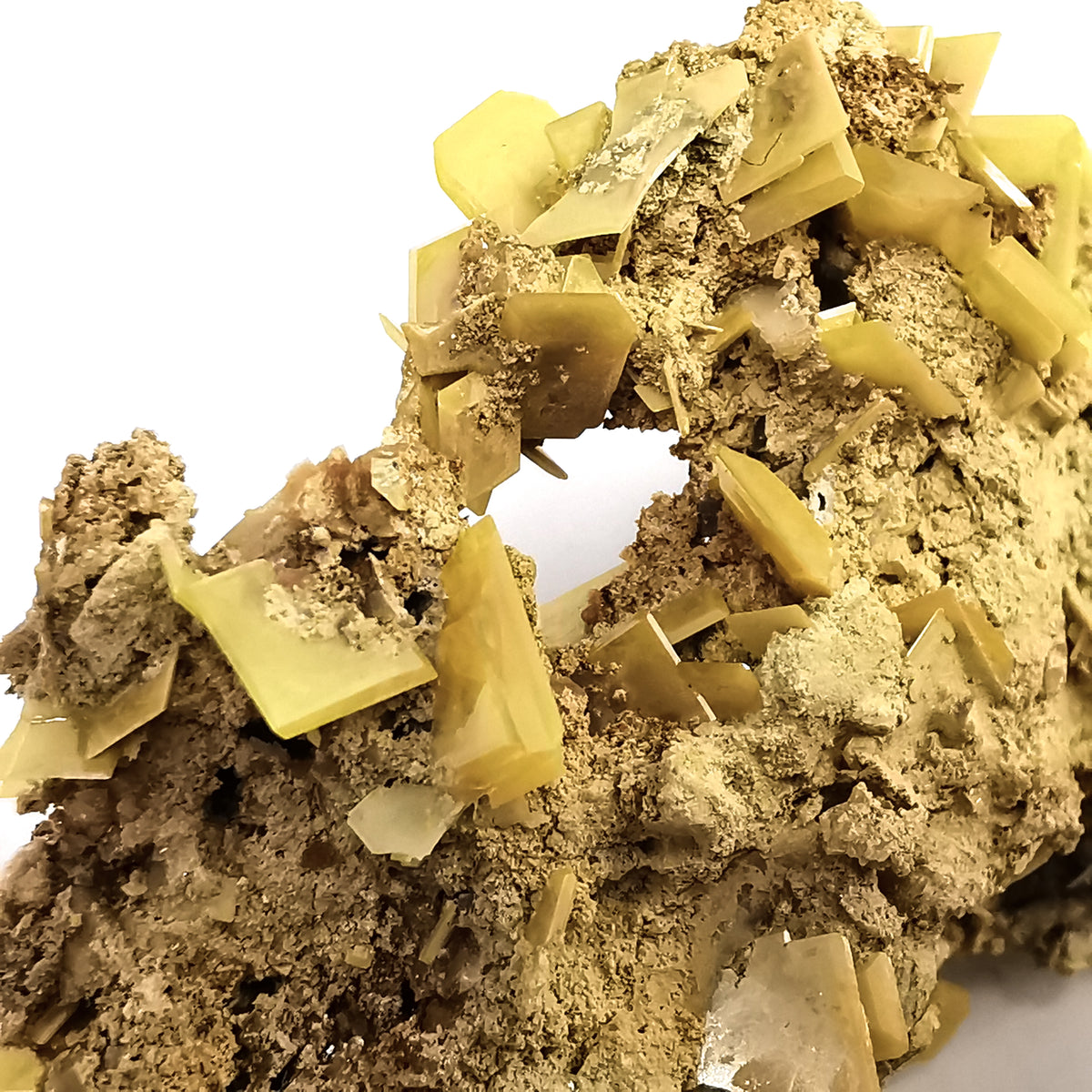 Yellow Wulfenite specimen from Touissit, Morocco.
