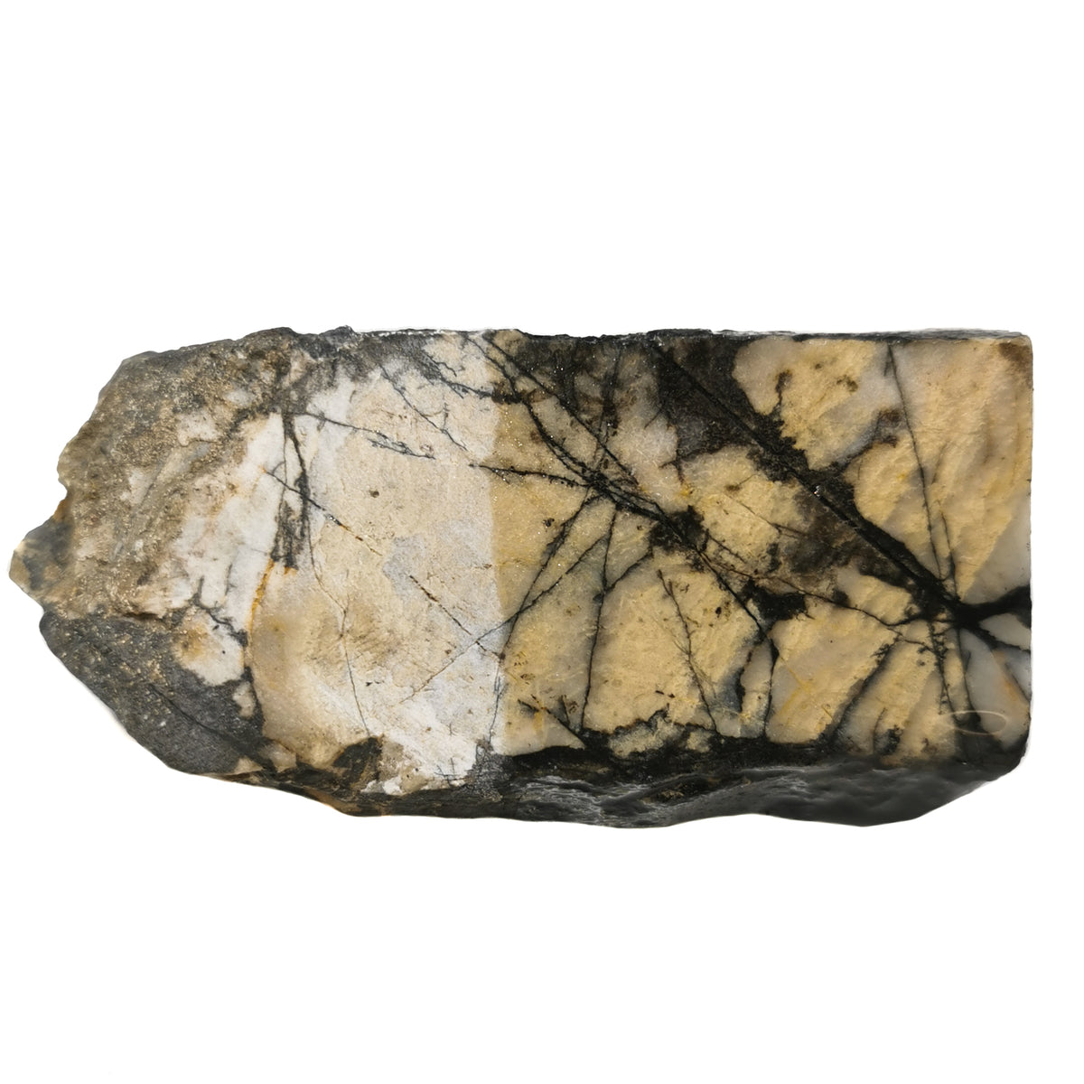 Rhodonite yellow rough from Cowichan Lake, BC – piece with dendrite lines
